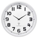 Radio-controlled wall clock Ø61 cm with strong plastic frame and classic white dial